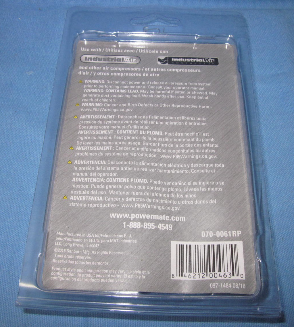 Powermate 070-0061RP ~ Air Compressor Replacement Pilot Unloader Valve, 155 PSI