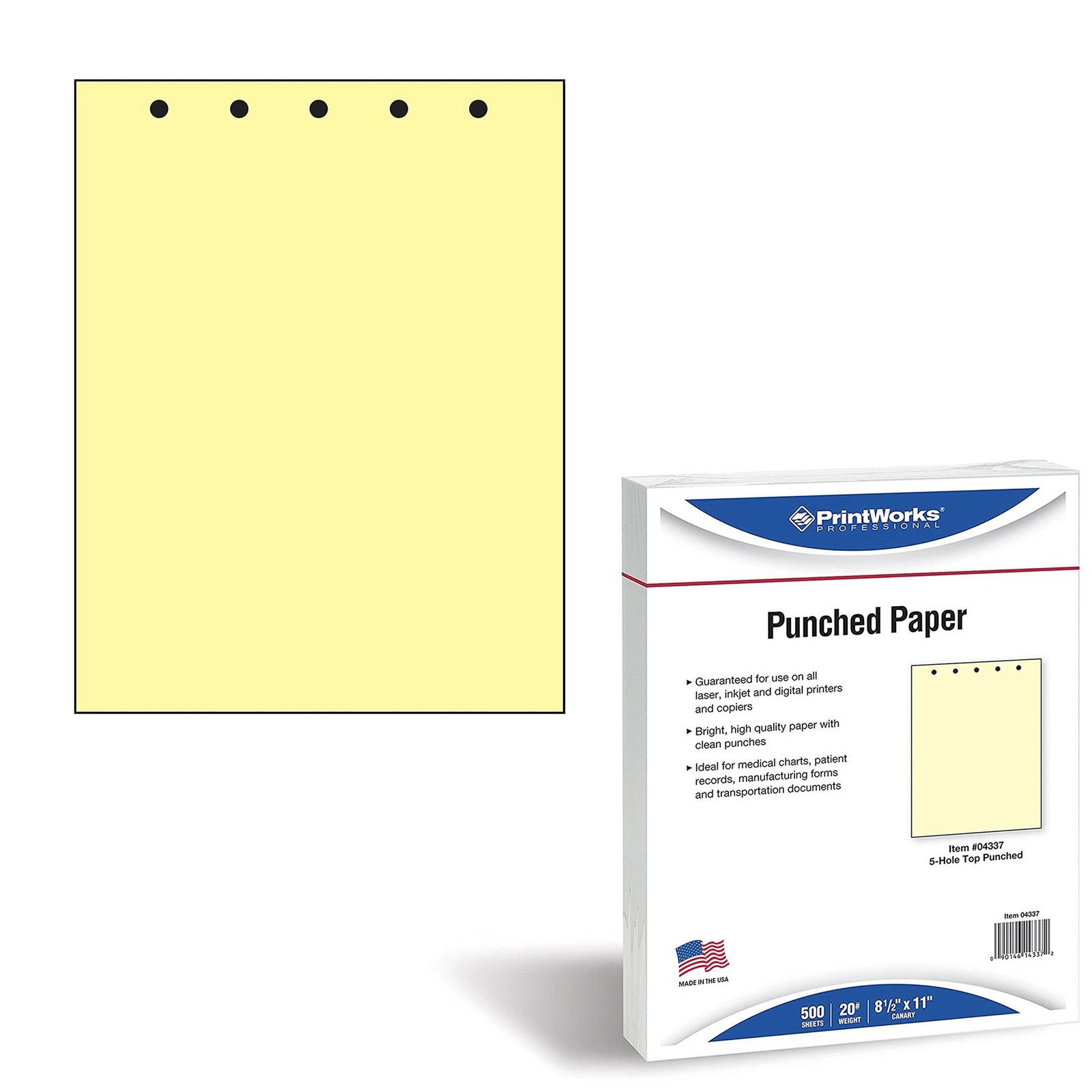 PrintWorks Professional Pre Punched Paper, 5 Hole Punch Top For Top Punch Binder