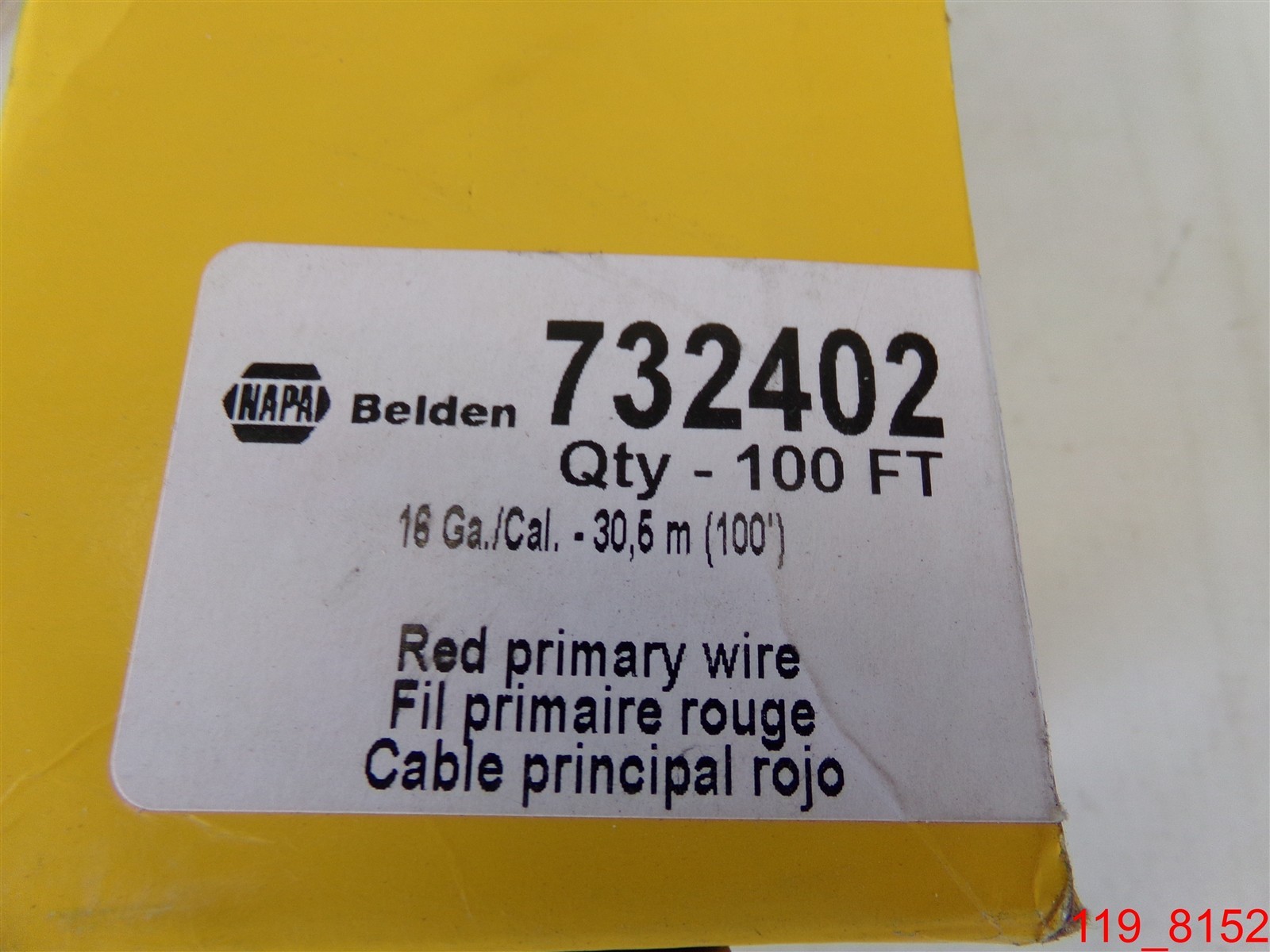 Qty=100 ft. NAPA Belden 732402 16 Ga/Cal 30.5m Red Primary Wire