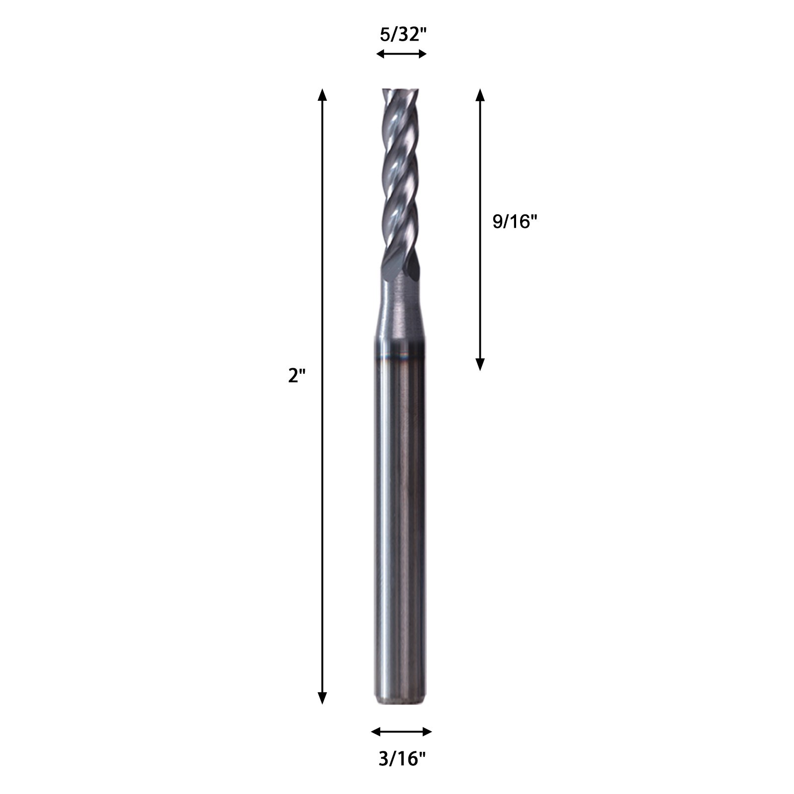 5 PCS 5/32″ 4 Flute 2″ Overall Length Solid Carbide End Mill AlTiN Coated