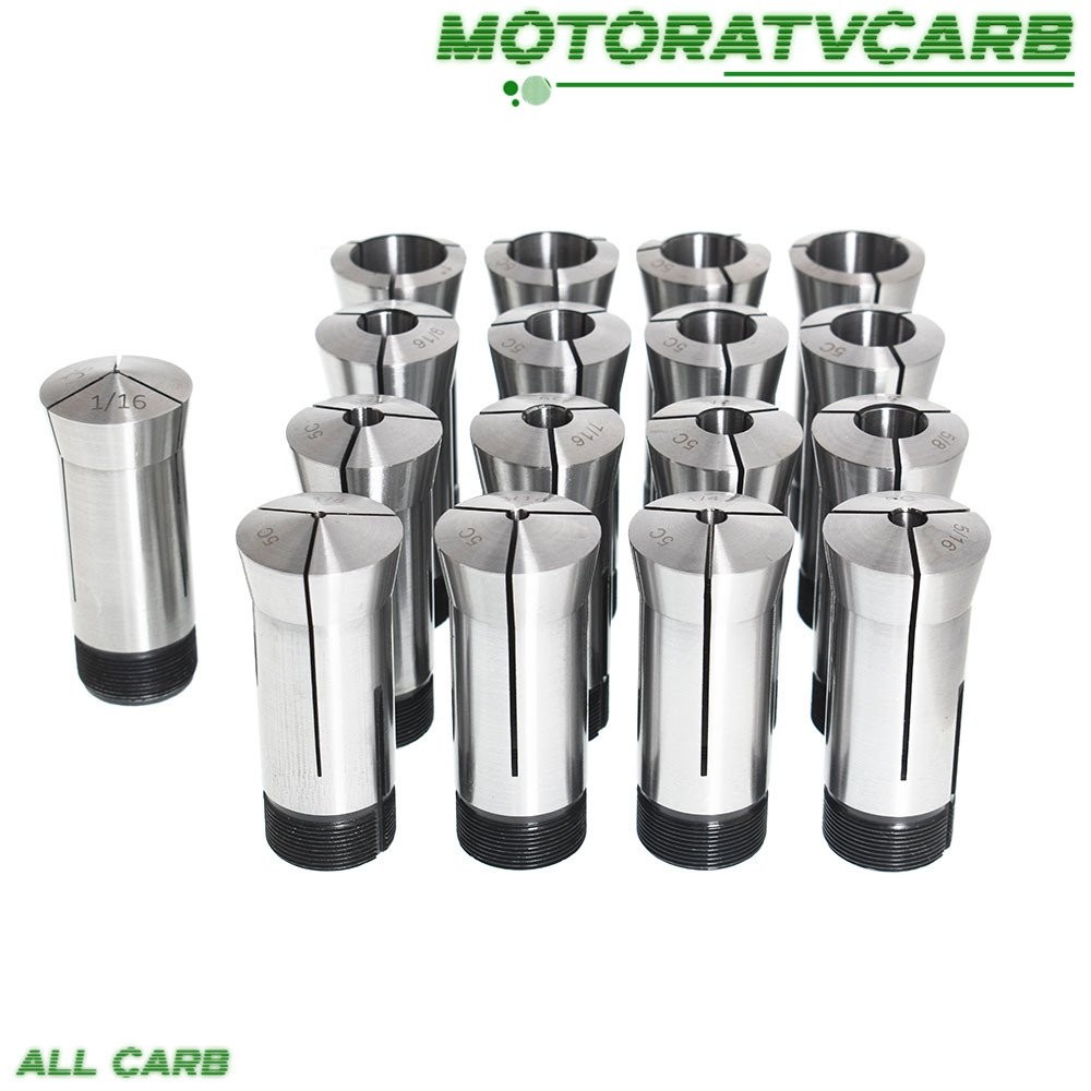 ALL-CARB 17Pcs 1/16 – 1-1/16″ 5C Round Collet Set By 16th Harden 0006″ TIR Steel