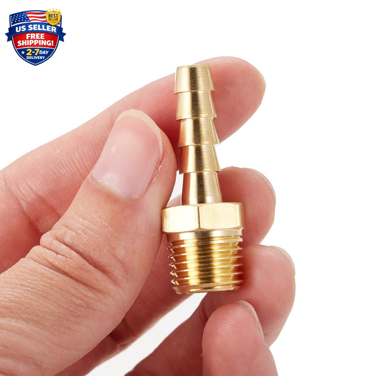 Brass Hose Barb Fittings,1/4″ Barb X 1/4″ NPT Male Air Hose Pipe Fittings,Compre