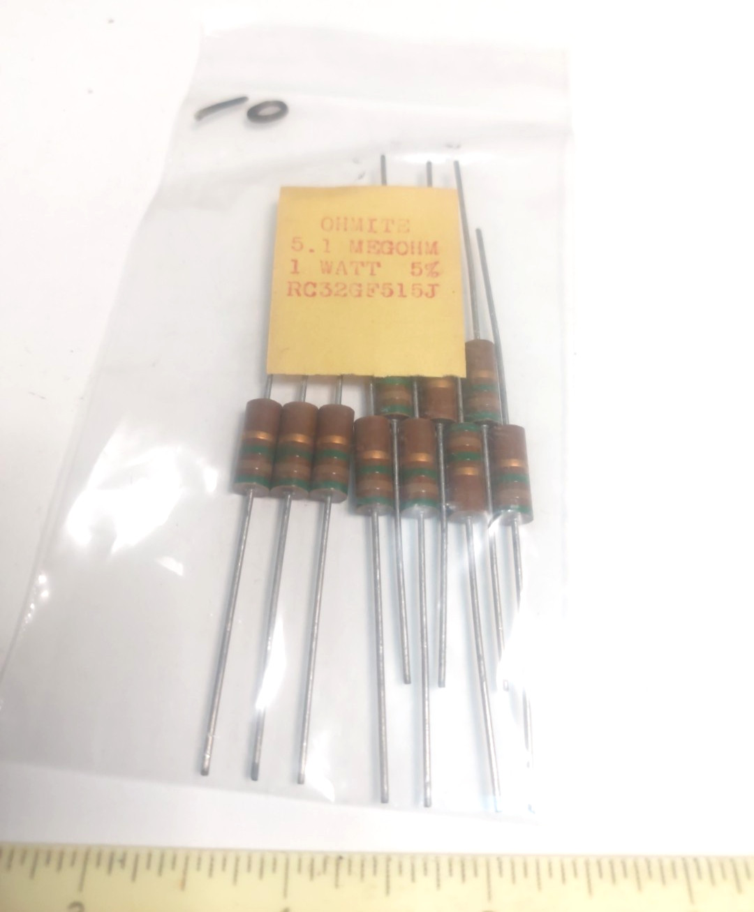 Ohmite RC32GF515J 5.1Meg Ohm 1W 5% Carbon Comp Resistor NOS USA 10Pcs