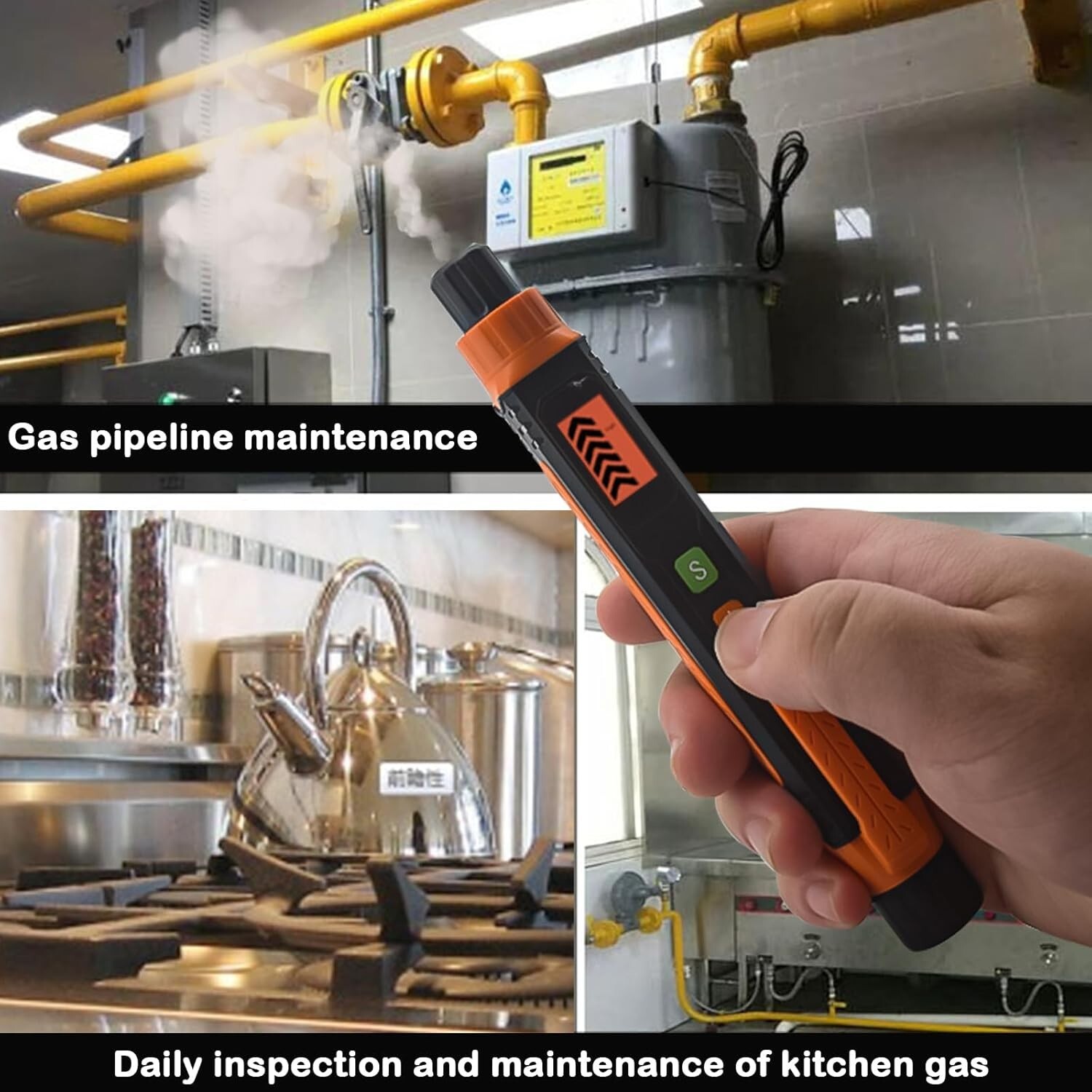 Natural Gas Leak Detector Portable Gas Sniffer & Audible & Visual Alarm New