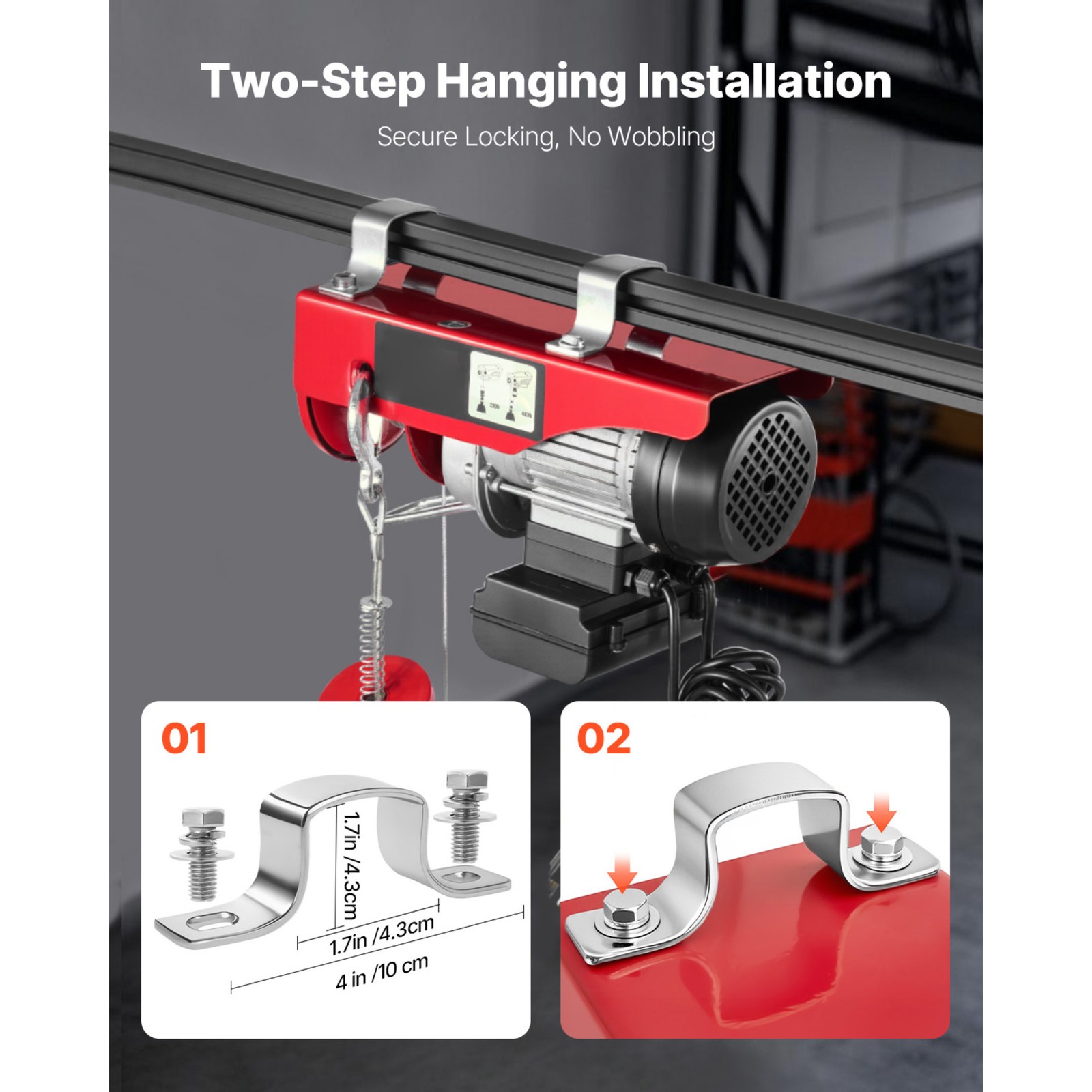 VEVOR Electric Hoist 440 lbs Crane Winch with 14FT Wired Remote Control 110V
