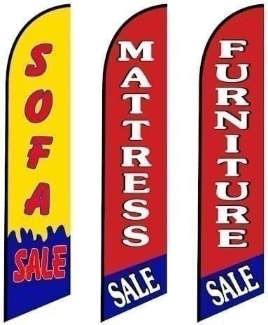 3 Replacement Swooper Feather Flags | Furniture OPEN Sofa & Mattress Sale Signs