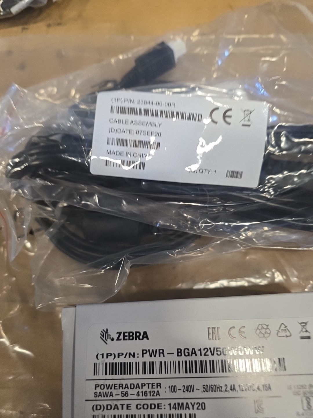 ZEBRA POWER ADAPTER PWR-BGA12V50W0WW W/CBL-DC-388A1-01 CABLE POWER SUPPLY OEM