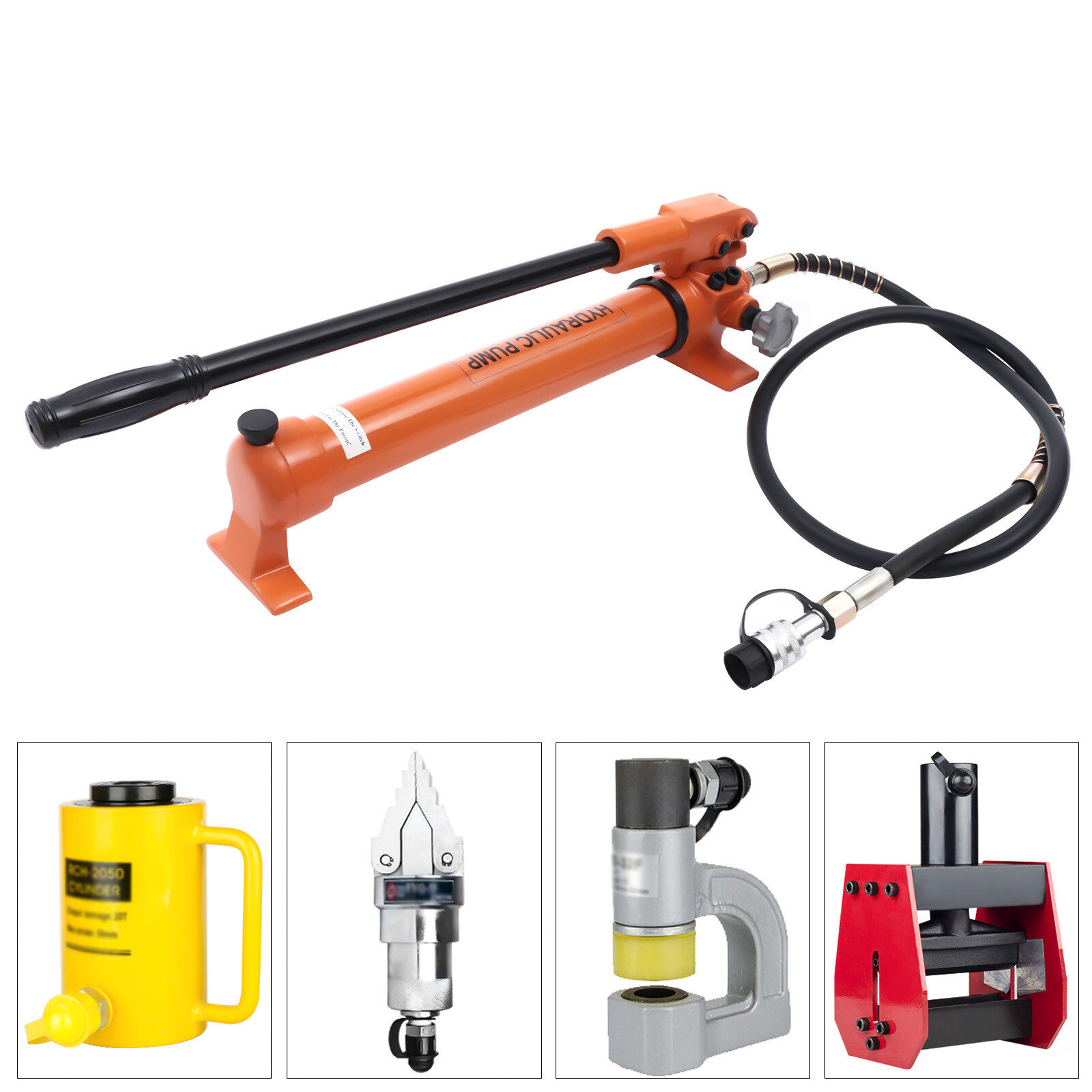 Manual Hydraulic Hand Pump Set 10000psi Oil Storage 900CC 10&4 Ton 2 Speed USA