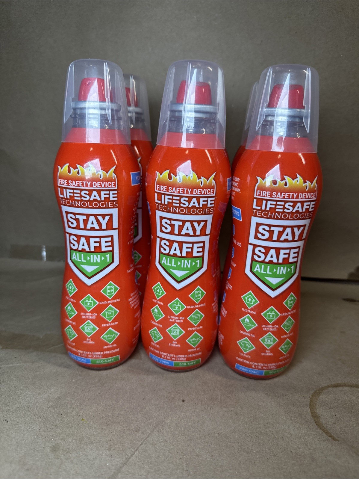 6x LifeSafe StaySafe All-in-1 Portable Fire Extinguisher Spray For Home & Travel