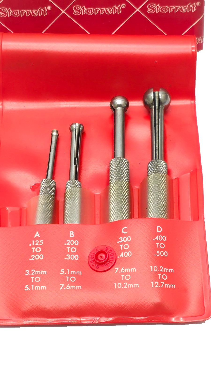 Starrett S829E Small Hole Gage – Set, .125-.500″ Range, 4 Pieces In Original Box