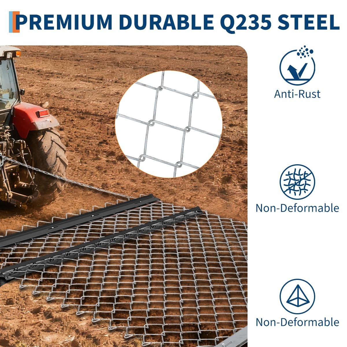 Garvee 5*4 FTchain Drag Harrow F/ Atv/utv Durable Steel Leveler Collapsible Farm