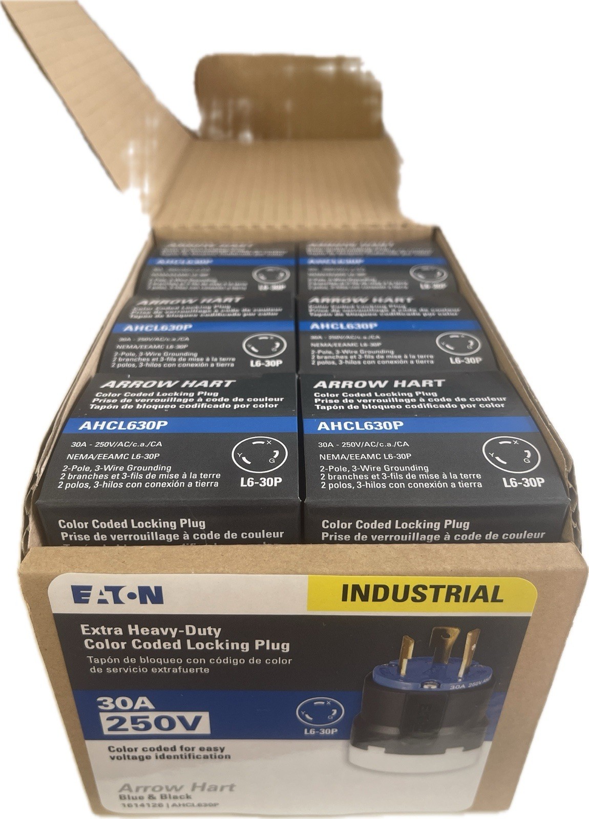 Eaton AHCL630P Blue Black L6-30P 30A 250V Locking Plug Industrial 6 Pack – New