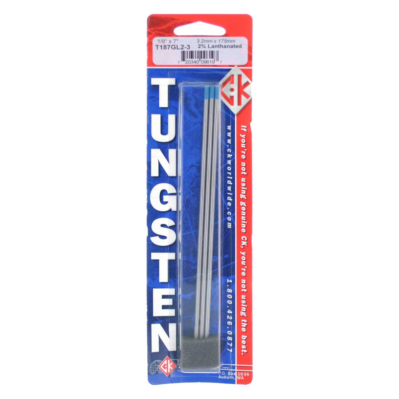 CK T187GL2-3 2% Lanthanated Tungsten Electrode 1/8″ X 7″ 3 pack