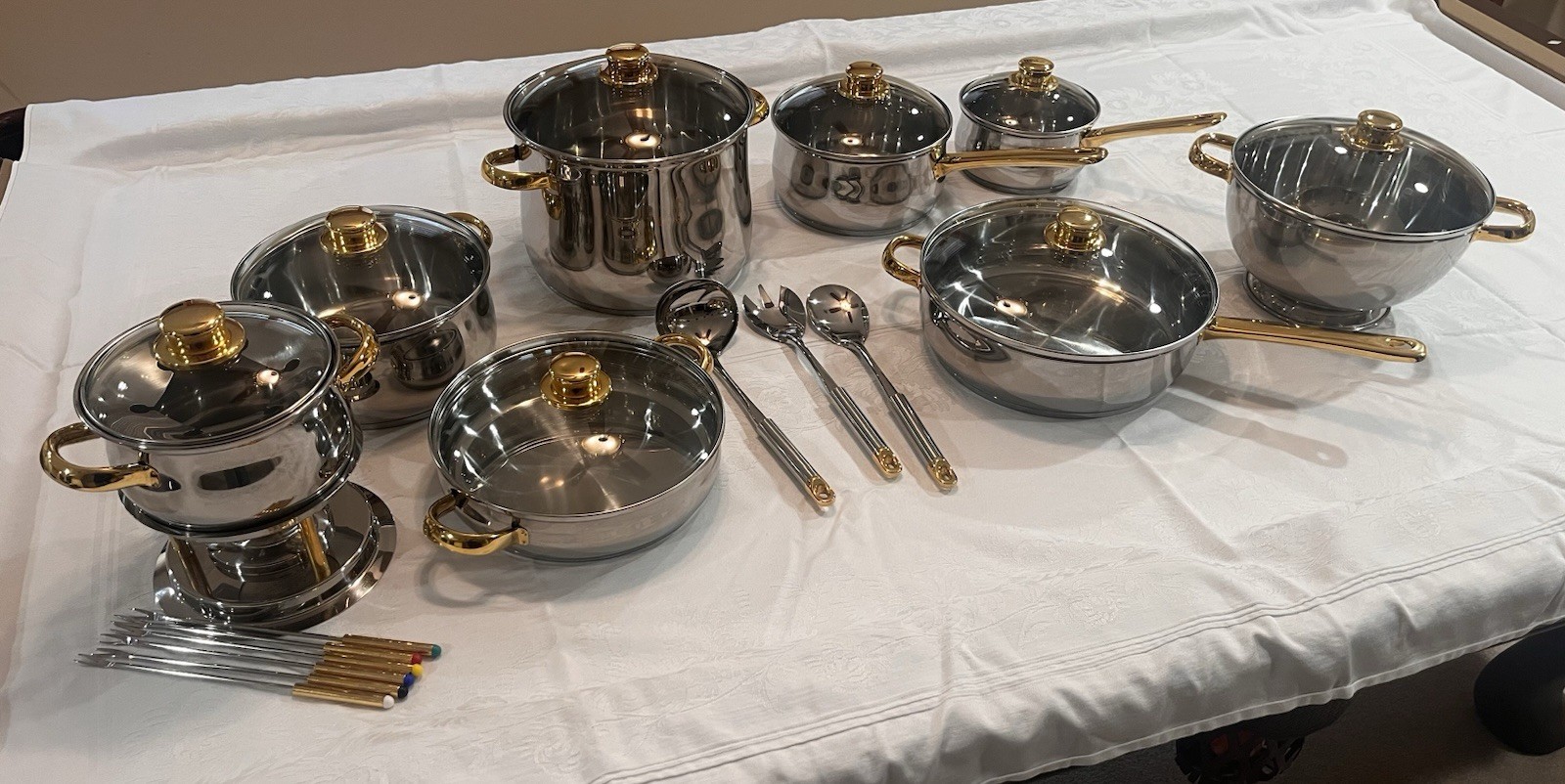 Cuisine-Cookware Command Performance Gold Stainless Steel Cookware 26 Pc Set