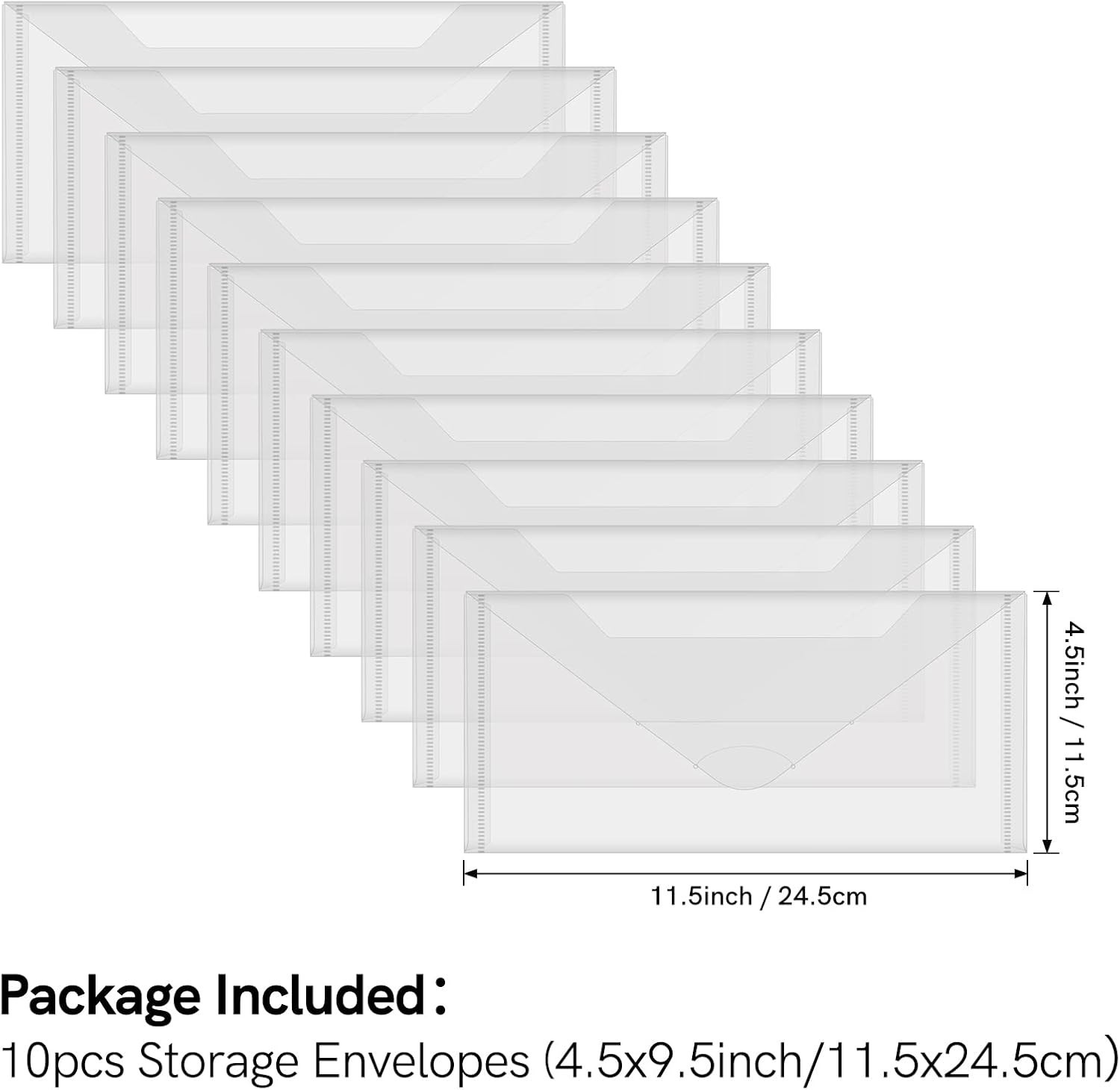 10 PCS 4.5»x9.5» Clear Storage Envelopes Pockets Resealable Plastic Bags fo…