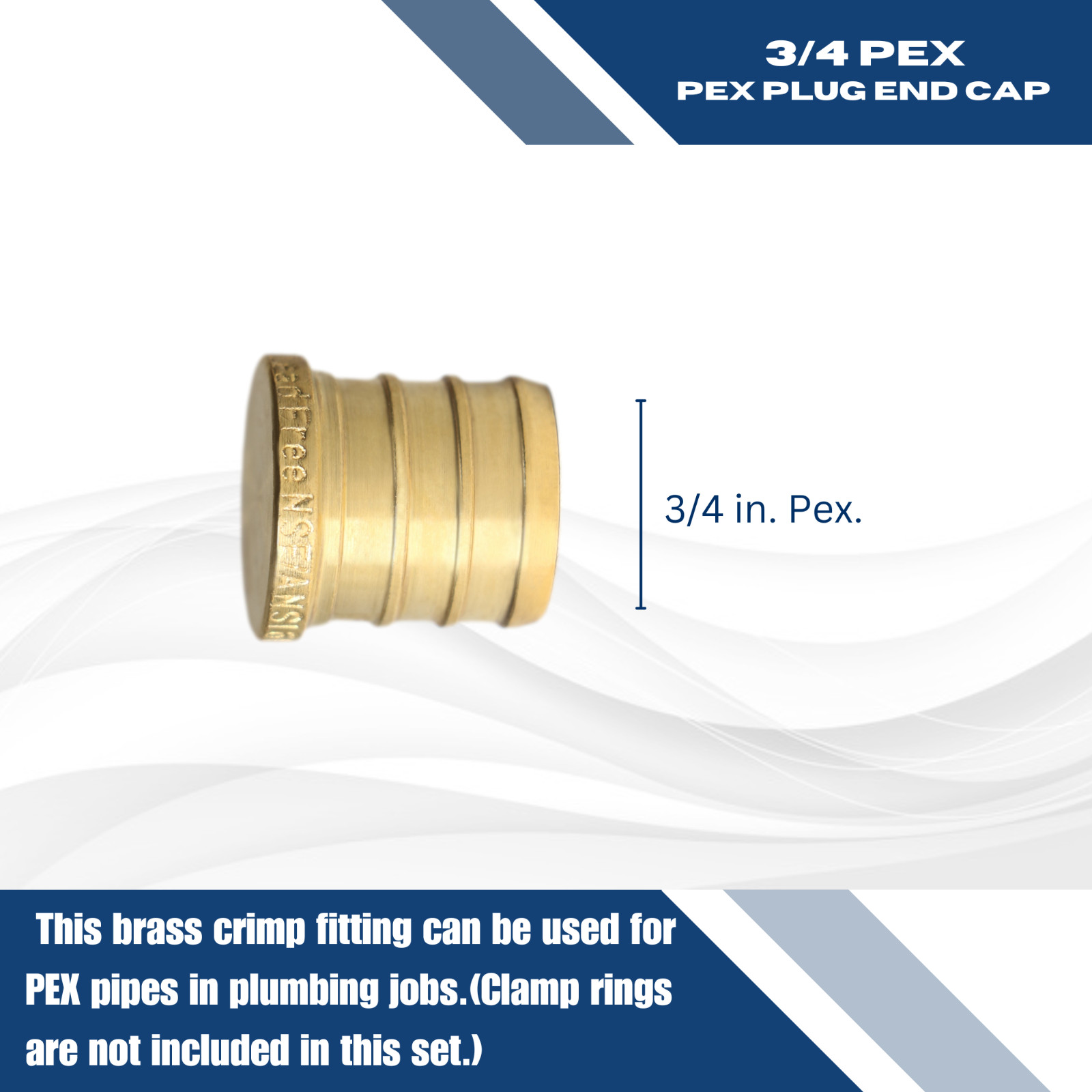 5 PIECES 3/4″ PEX PLUG (END CAP) – BRASS CRIMP FITTINGS (LEAD-FREE)
