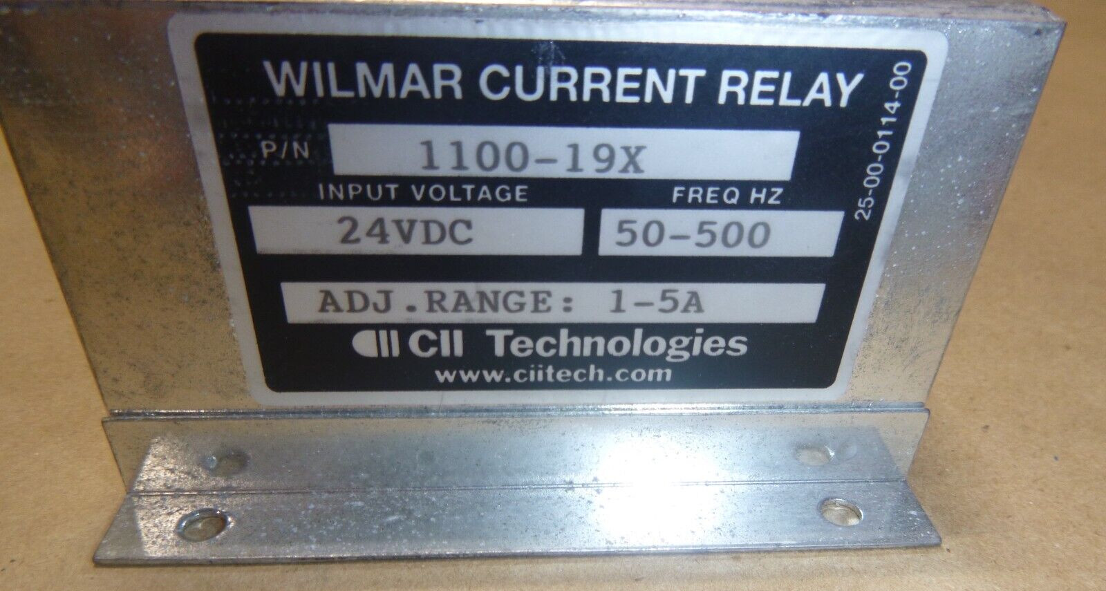 Wilmar Over Currant Relay 1100-19X, 24 Volt DC, 50-500 Hz, 1-5 Amp Adjustable