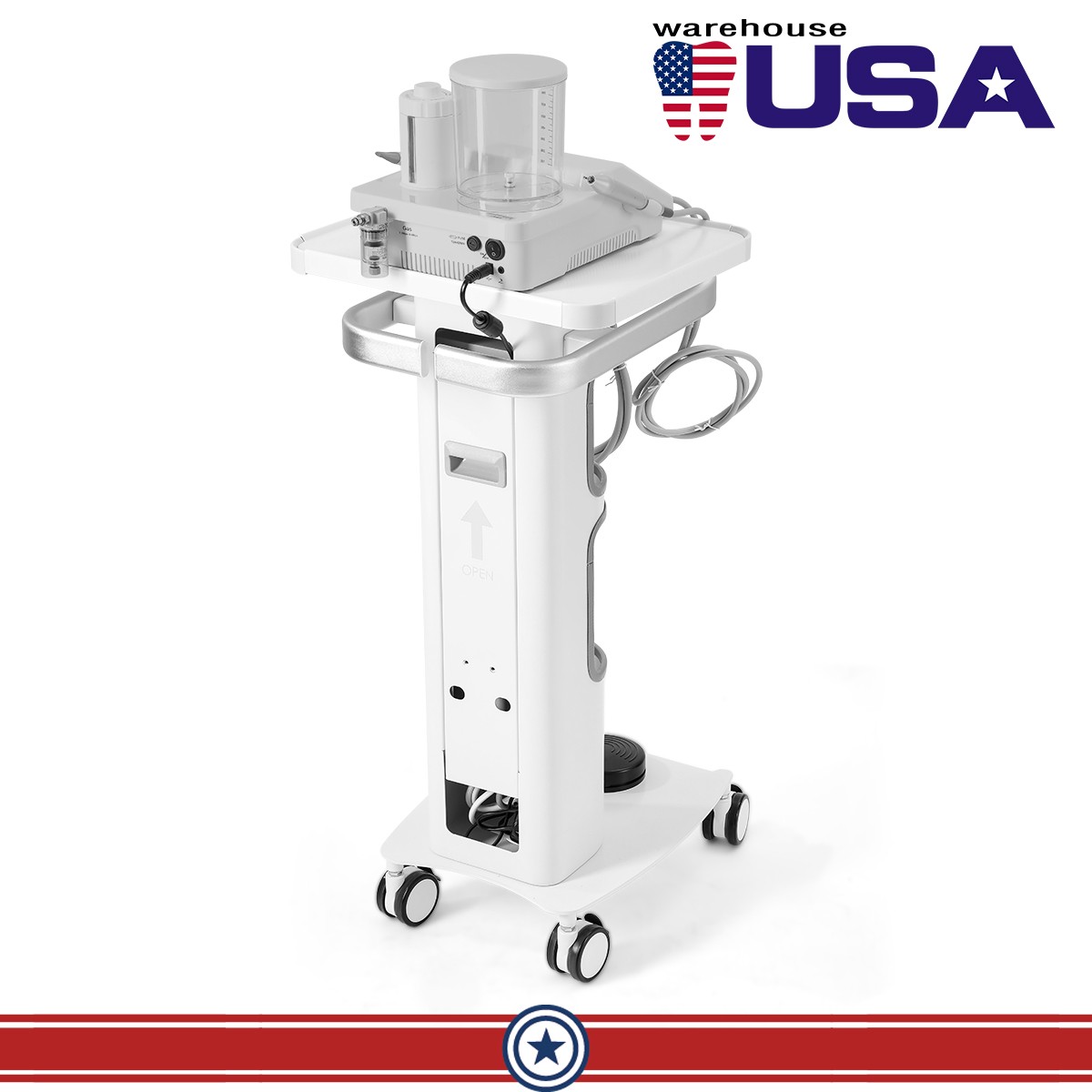 Dental Multi-Function Cart Trolley Mobile Workstation with Plug Outlet & Storage
