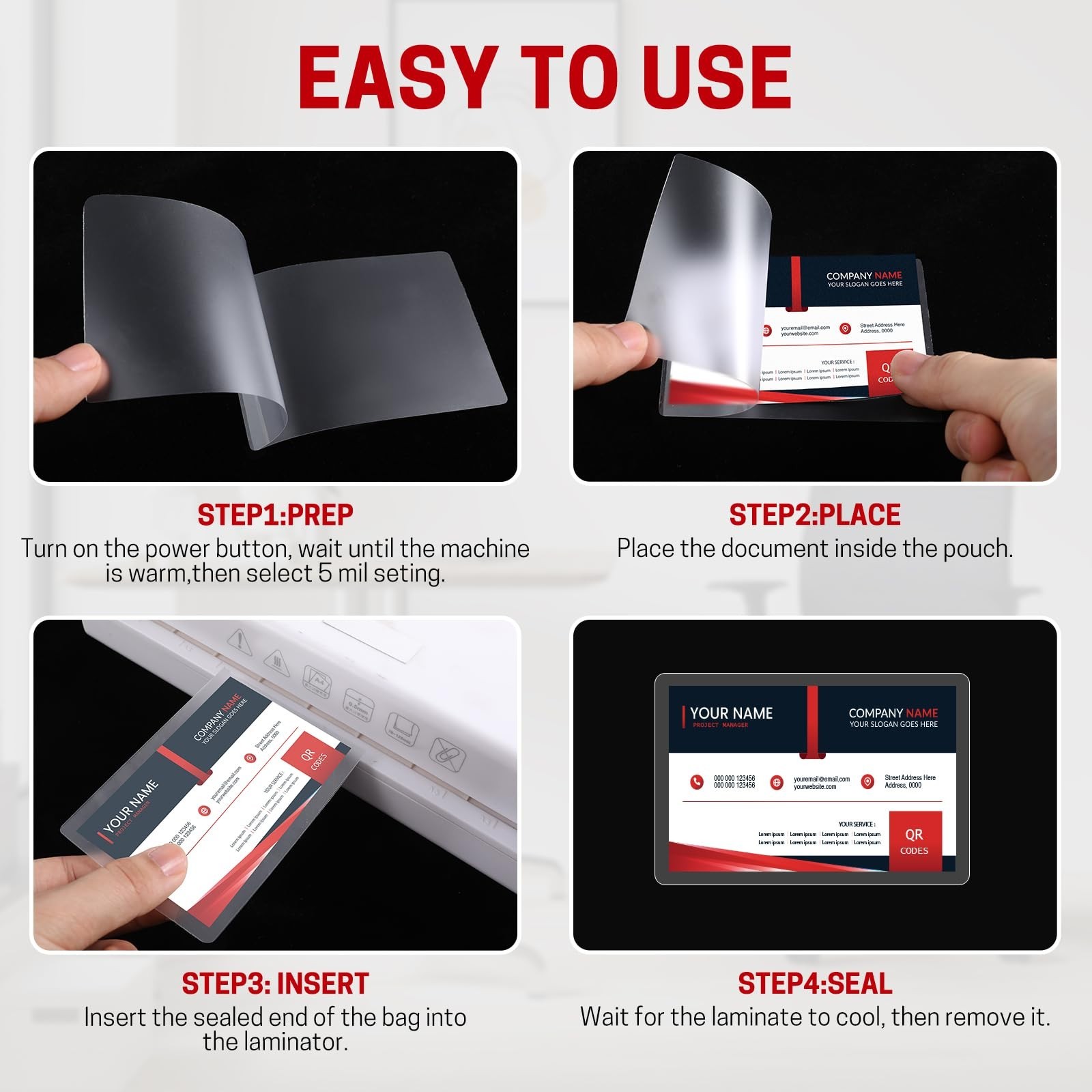 500 Count Thermal Laminating Pouches 5Mil for Business Cards, Clear Lamination 2