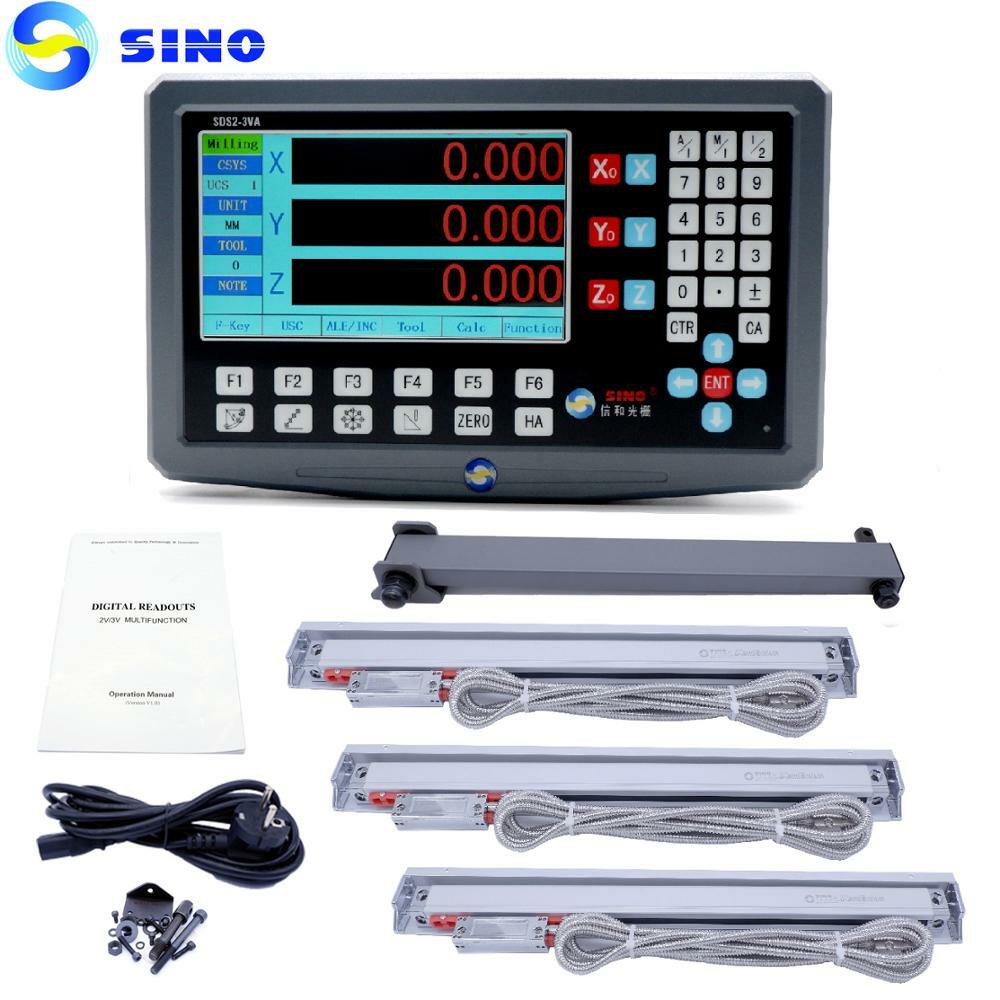 SINO SDS2-3VA 3 Axis LCD Digital Readout And 3 Pieces KA-300 Glass Linear Scale