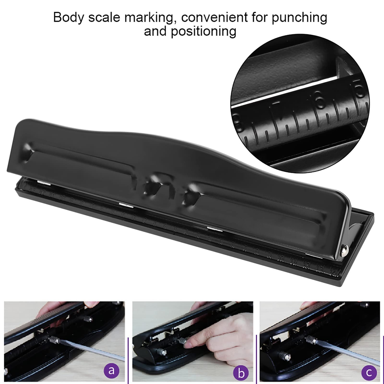 Paper Hole Punch 4 Hole Adjustable Manual 10 Sheets 11.4×2.6×2.2in Portable