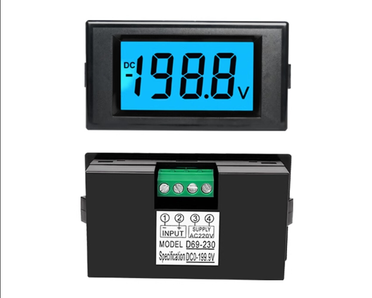 High Precision DC Voltage Tester 0-199.9V/200V Large Blue LCD Digital Voltmeter