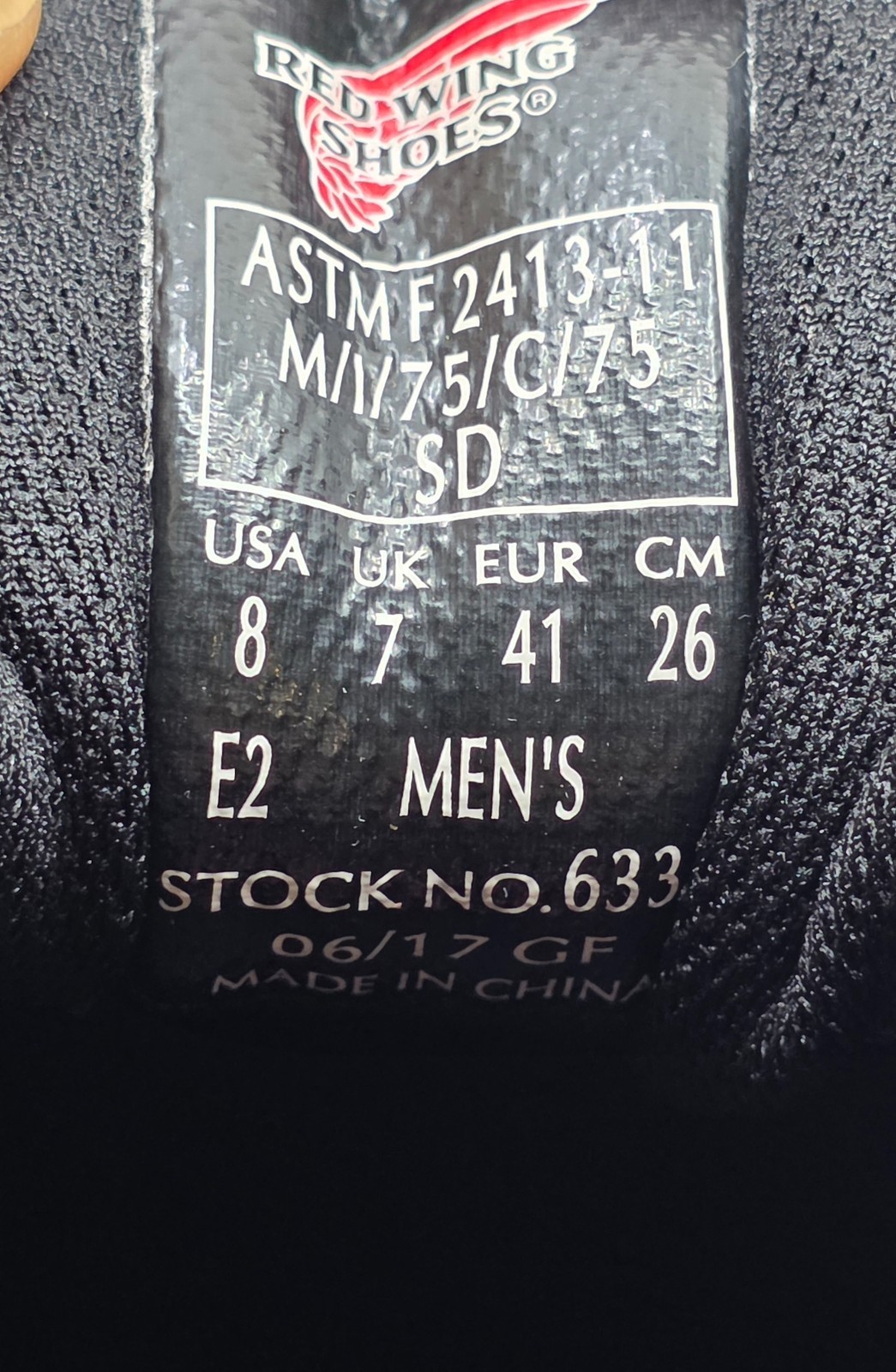 Red Wing Shoes Size 8 E2 Work & Safety Low Top Lace Up Men’s Black Style #6337