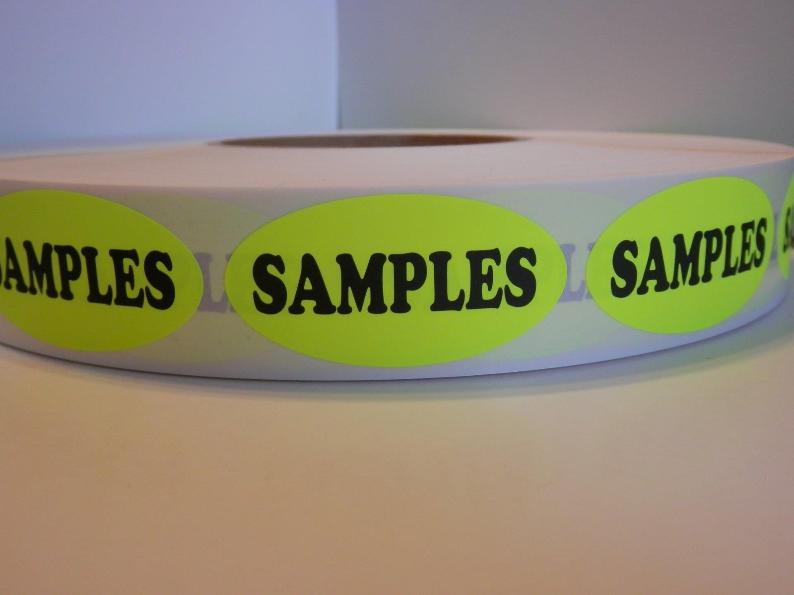 SAMPLES 1×2 oval Sticker Label fluorescent chartreuse 250/rl