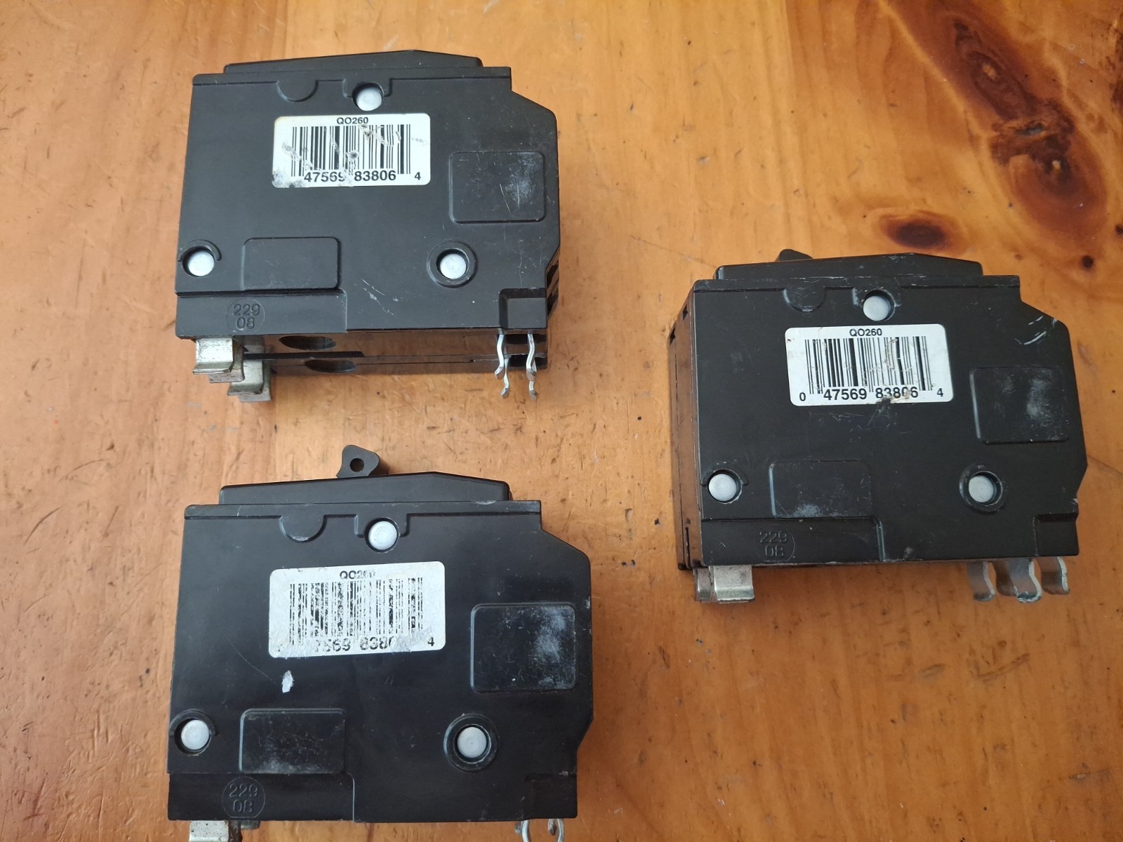 Lot of 3 Square D QO260 2 Pole 60 Amp 120/240V Circuit Breaker Type QO