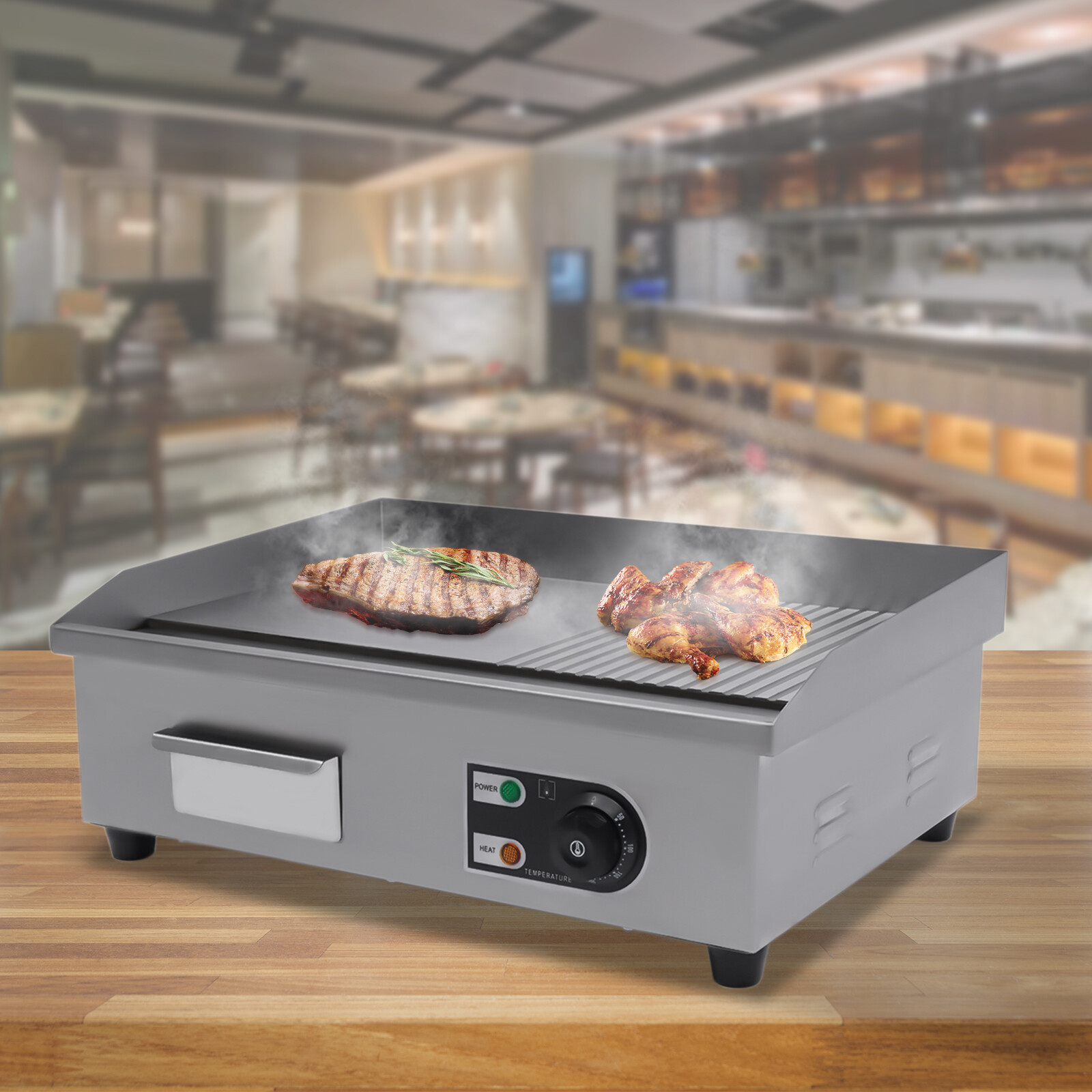 22″ Commercial Electric Tabletop Griddle Flat Top Grill Hot Plate BBQ 1600W