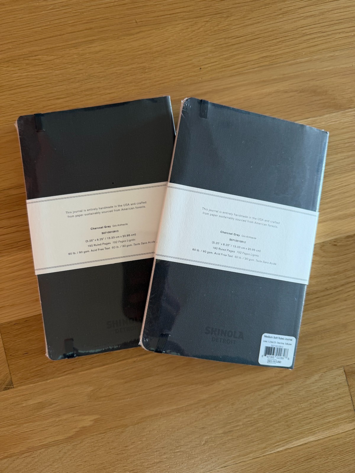 NEW! TWO (2) Shinola Journals, Linen, Ruled, 5.25″ x 8.25″, 192 Pages, Charcoal
