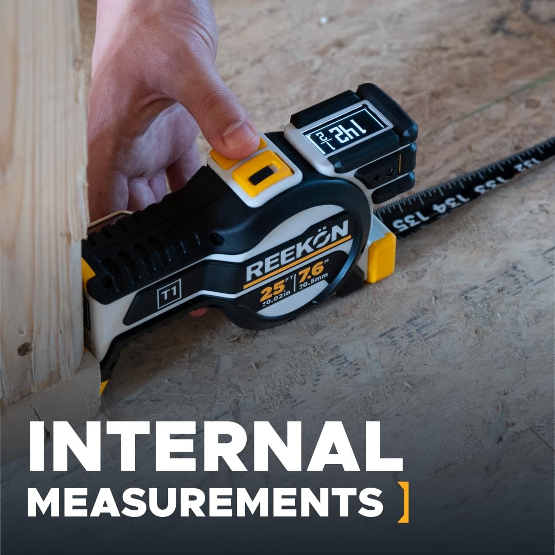 REEKON T1 Tomahawk Digital Tape Measure 25 Ft – Professional 7.6 m, Black