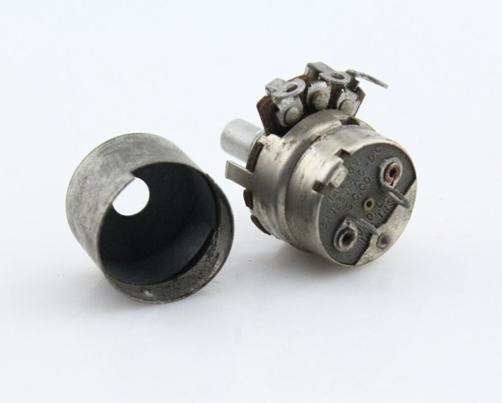 Vintage 1955 Stackpole 1M Ohm Audio Taper Potentiometer Switched RF Shield Cup