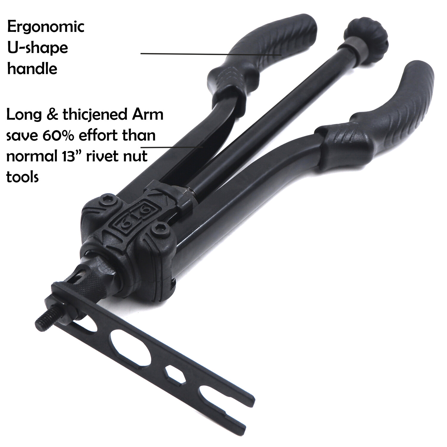 Thrust Type Hand Nut Riveter 360mm 14″ 60pcs Rivet Nut Gun Kit Rivnut Setting To