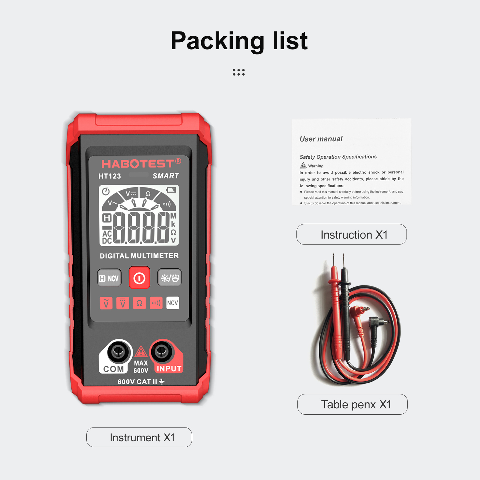 Digital Multimeter Auto Range Multi-meter 2,000 Counts True LCD Backlight L5M0