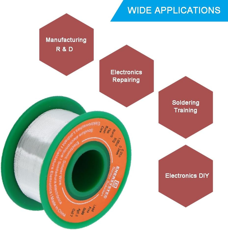 Ultra Thin Solder Wire 0.3Mm Rosin Core Flux Lead Free Electronics Soldering All