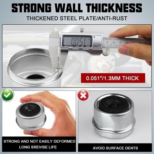 4Sets 1.98”OD Trailer Hub Bearing Metal Dust Cover with Extr Color: 1.98 4PCS