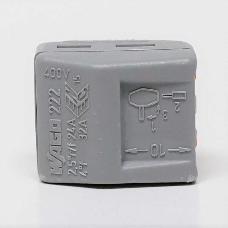 Wago 3-Conductor Lever-Nuts 222-413 Wire Splice Terminal Block Box of 50