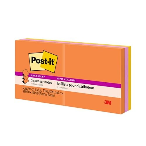 Post it Super Sticky Notes Value Pack 6 Pads 3×3 2x Stickiness Energy Boost C…
