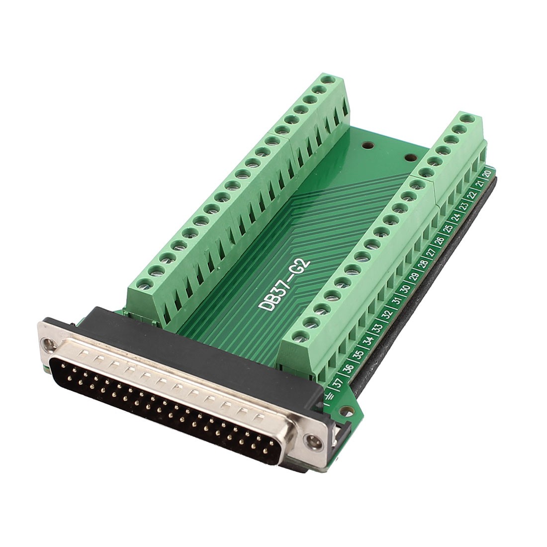 DB37 D-SUB Male Adapter to 37-Pin Port Terminal Dual Row Screw Breakout Board