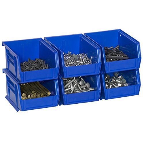 Plastic Storage Bins Hanging Stacking Containers, 5″/4″/3″ – 6 Pack