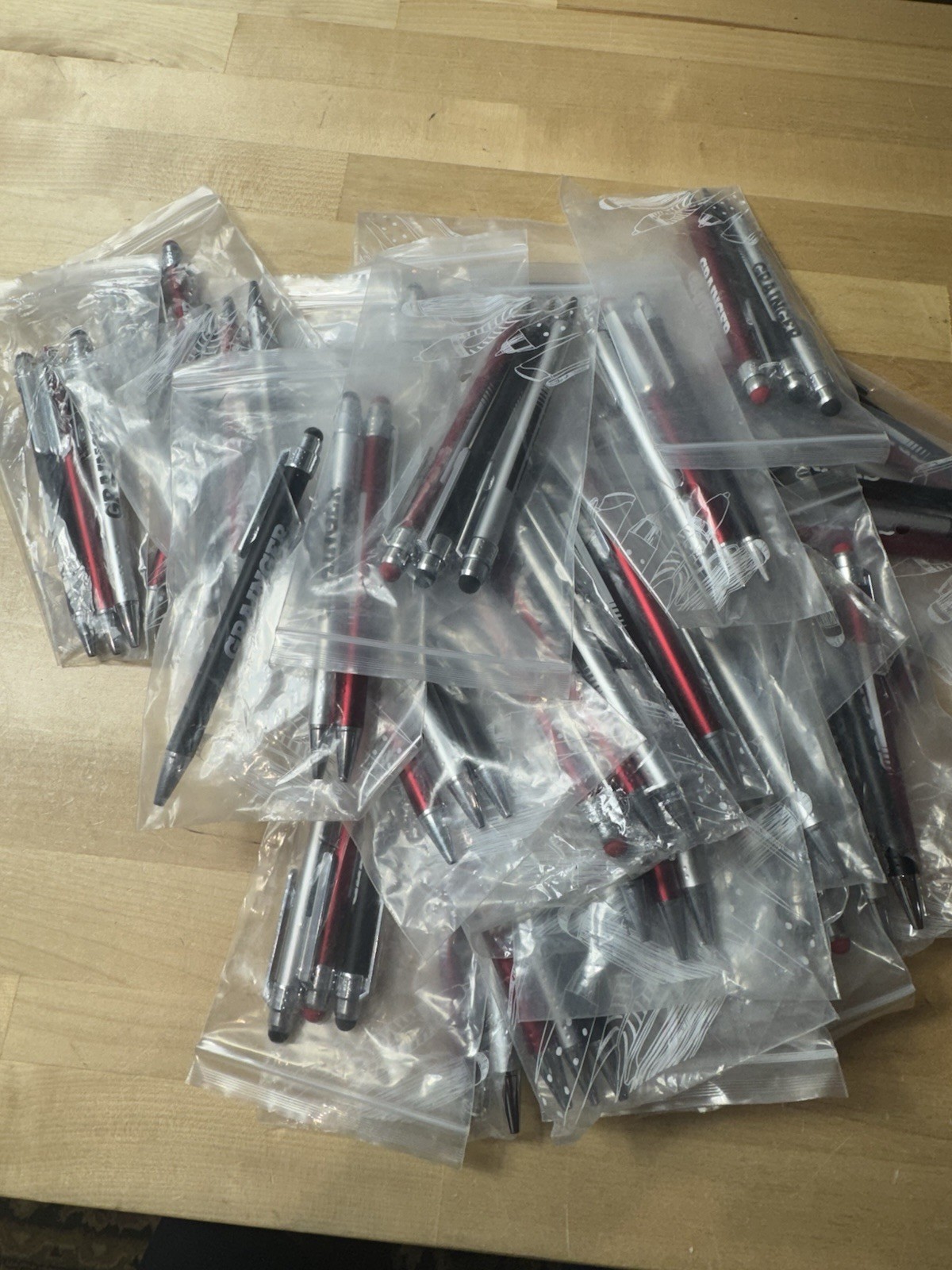 90 QTY – Metal Ball Point Pen with Stylus RED BLACK GRAY Promo GRAINGER LOT