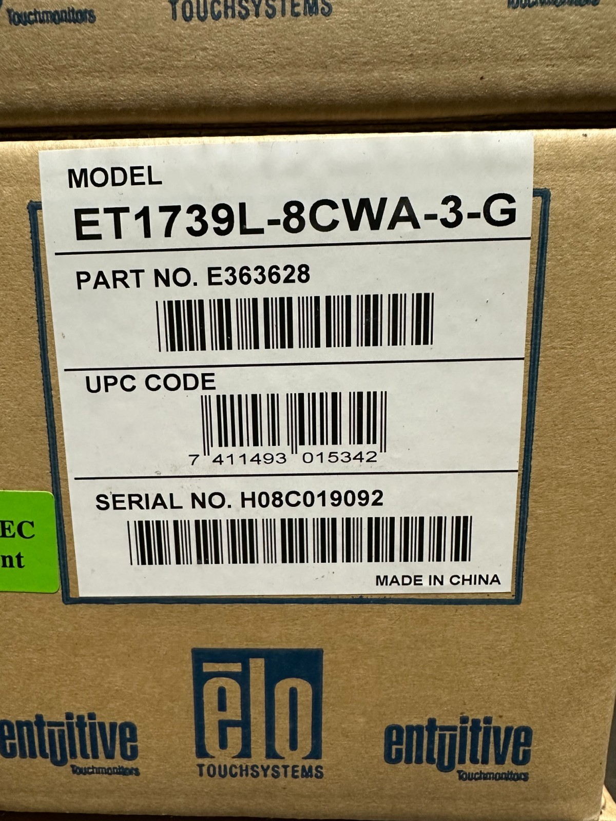 NEW ELO ET1739L-8CWA-3-G TOUCH MONITOR