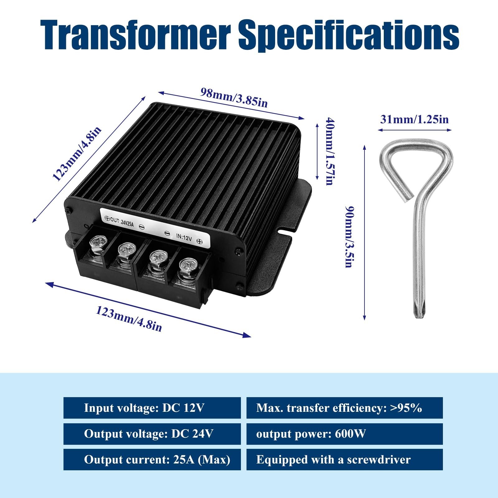 600W Dc-Dc 24V 25A Power Converter 12V to 24V Step-Up Transformer, Shockproof…