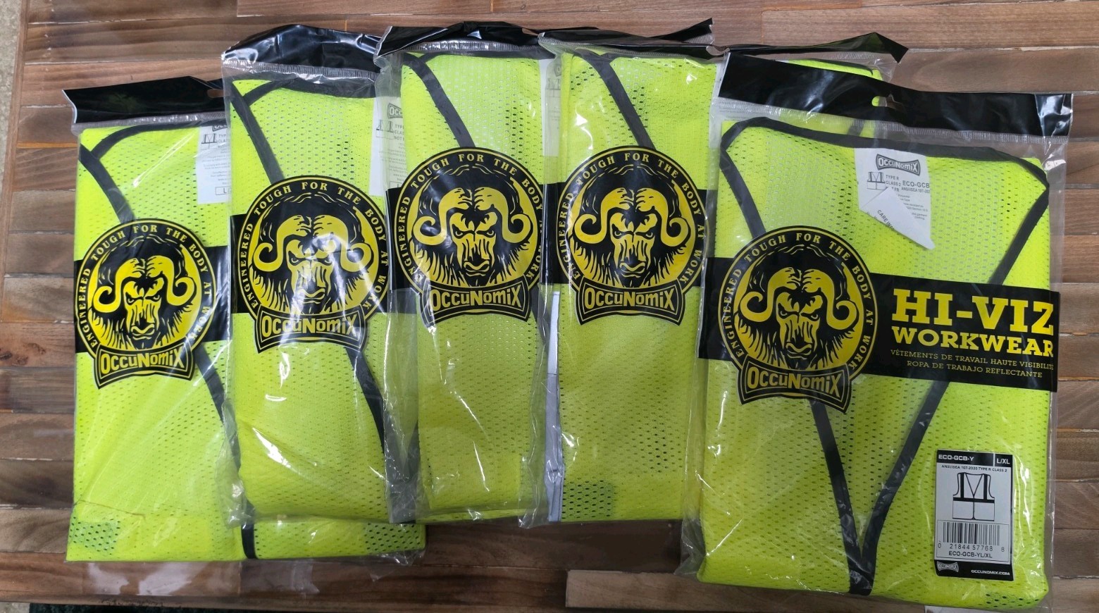 (5 PACK) OF OCCUNOMIX MESH 5 PART BREAKAWAY, HI VISIBILITY WORK VEST, CLASS 2