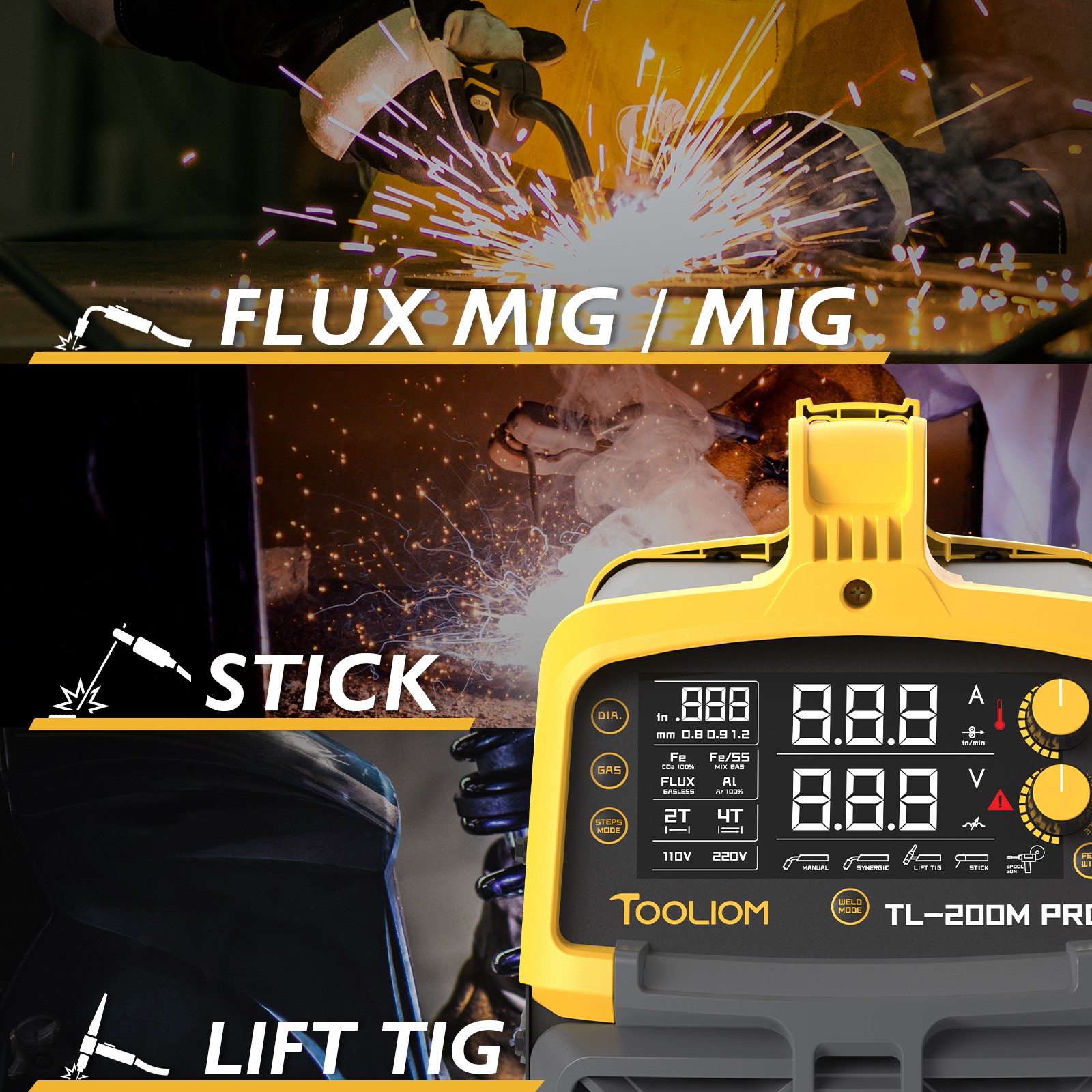 Used 200A 5-in-1 MIG Welder 110/220V Spool Gun Aluminum TIG Stick