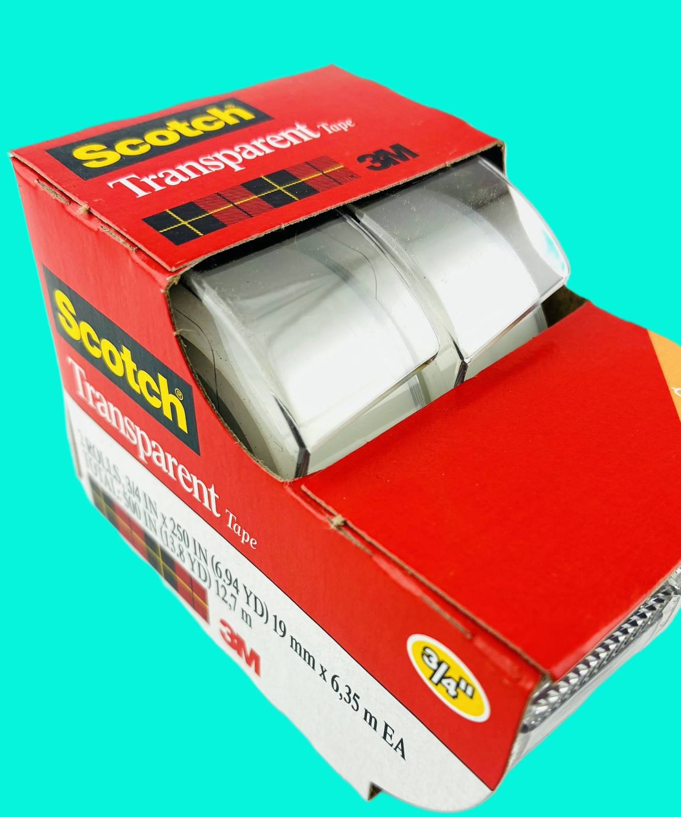 12 Packs (24 rolls) Scotch 3M Transparent Tape Glossy 3/4″ x 250″Clear Adhesive
