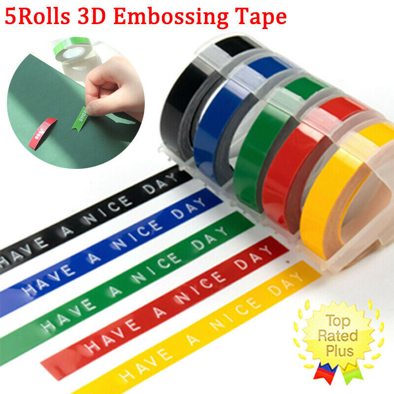 5PK Label Replace for Dymo 3D Plastic Embossing Tape Xpress Label Maker 3/8″ 3m