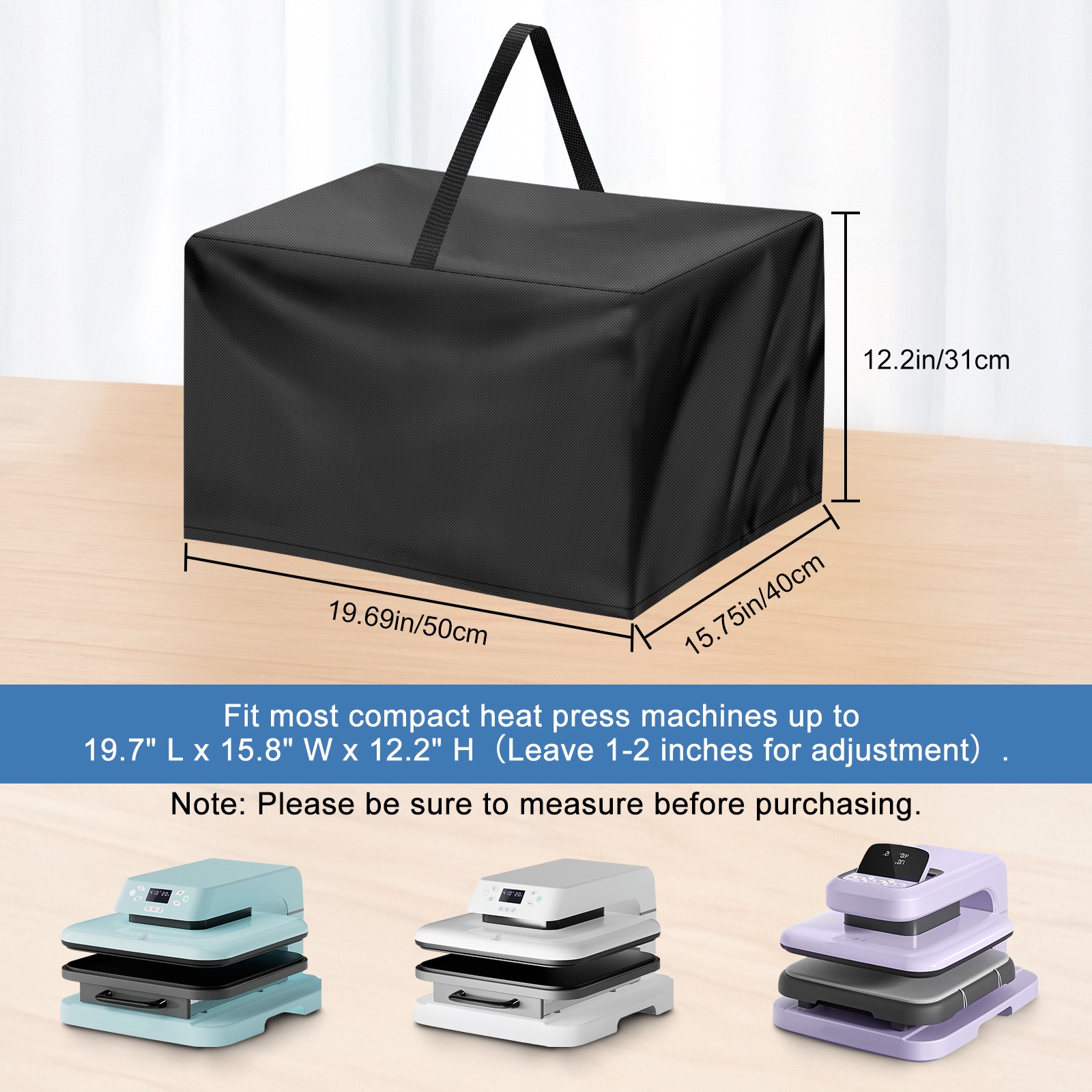 Heat Press Machine Dust Cover Water Resistant Protector with Handle & Drawstring