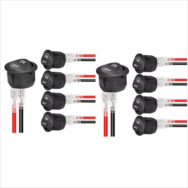5Pcs 12V round Rocker Switch AC 6A/250V 10A/125V SPST 2 Pin 2 Position On/Off T